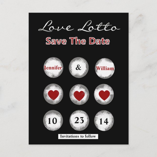 Faire-part Faux Love Lotto Enregistrer la date Carte postale (Devant)