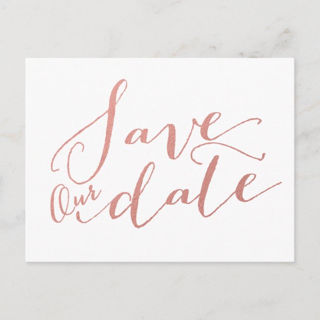 Faire-part Faux Rose Gold Foil | Enregistrer la carte postale (Devant)