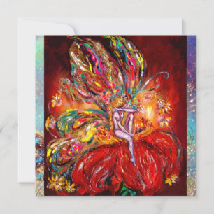 Faire-part FÉE EN ROUGE jaune vert bleu