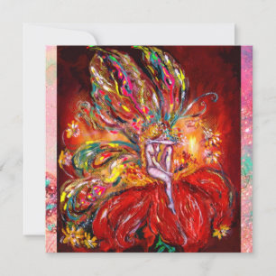 Faire-part FÉE EN ROUGE jaune vert rose