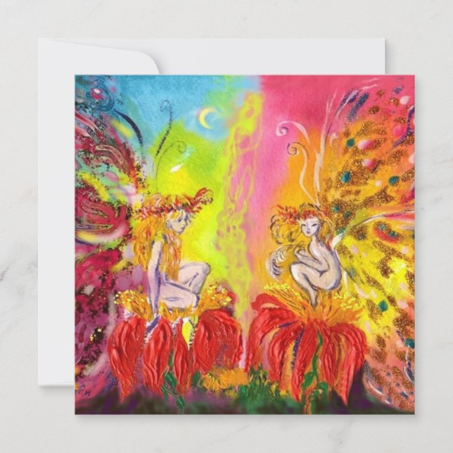 Faire-part FÉES DE L'AUBE ,Paillettes dorées magiques (Devant)