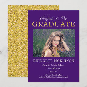 Faire-part Félicitations à nos diplômés Faux Gold Parties sci