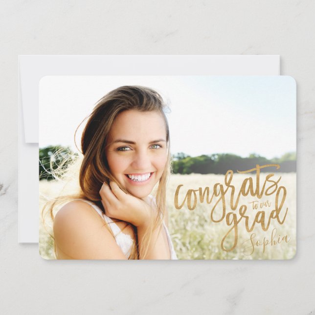 FAIRE-PART FÉLICITATIONS À NOTRE GRAD SCRIPT (Devant)