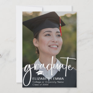 Faire-part Félicitations au diplômé moderne tendance écriture