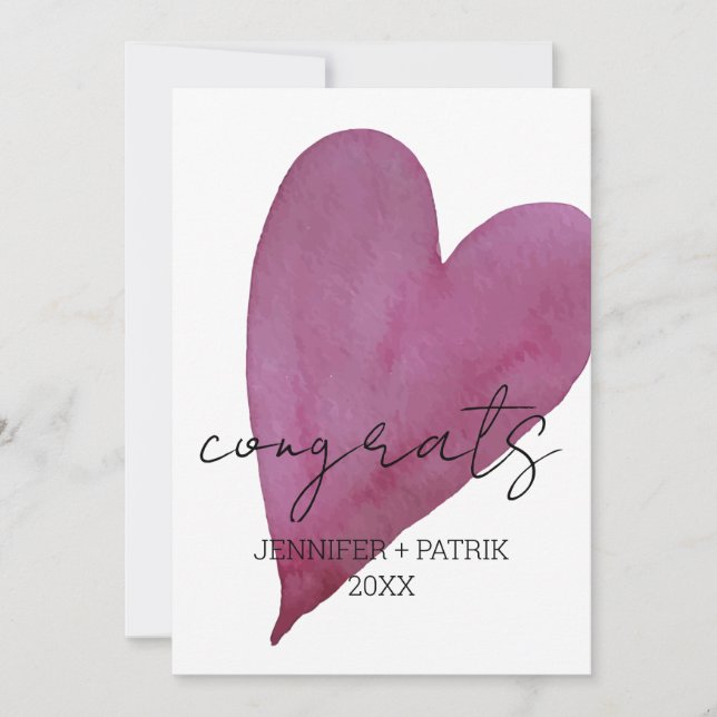 Faire-part Félicitations Cadeau de Mariage Fiançailles Cœur (Devant)