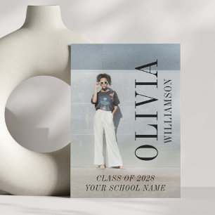 Faire-part Félicitations de fin d'études avec nom vertical mo