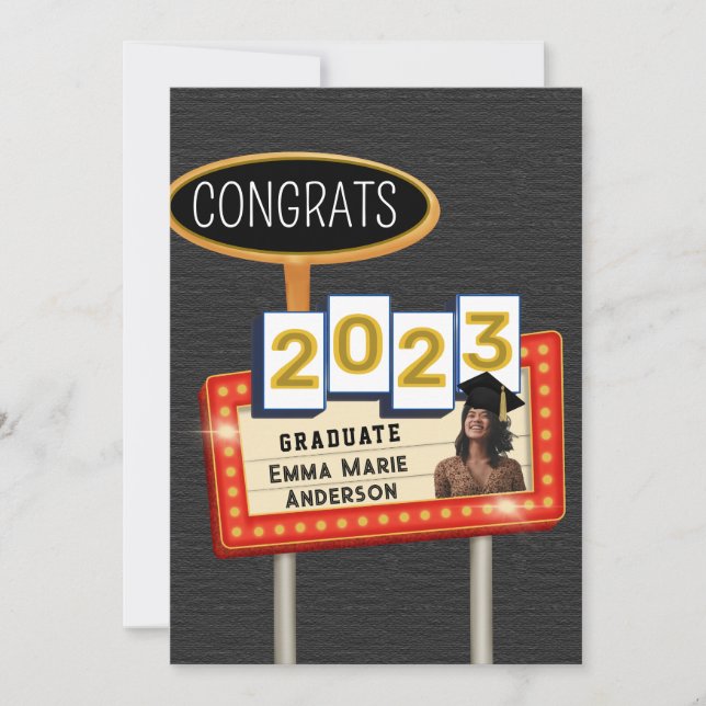 Faire-part Félicitations diplômé 2023 Panneau d'affichage rét (Devant)