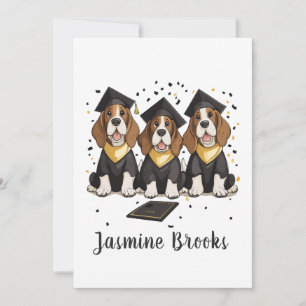 Faire-part Félicitations Graduation Basset Hound Chiens