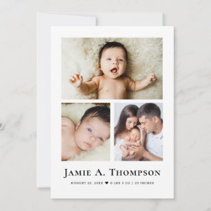 Faire-part Félicitations pour bébé avec une grille de collage