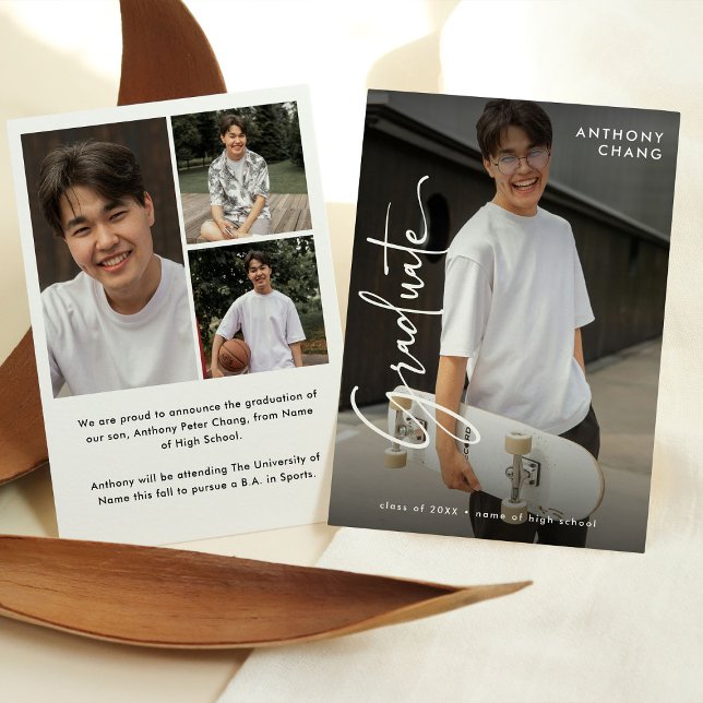 Faire-part Félicitations Script Diplômé 4 Collage Photo Gradu (Créateur téléchargé)