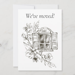 Faire-part Fenêtre avec nouvelle adresse de branche de fleurs