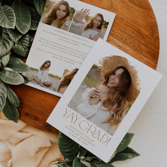 Faire-part Fente moderne Gold Yay Grad Photo Arch Grad Diplôm (Créateur téléchargé)