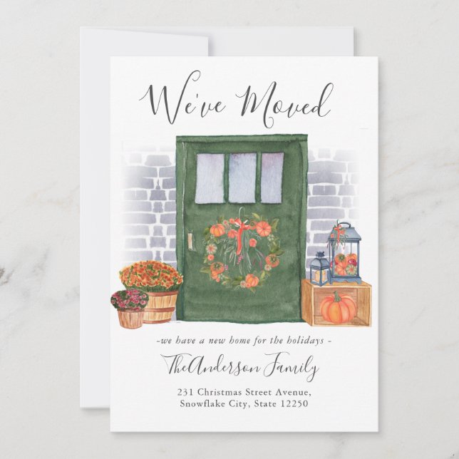 Faire-part Festive Nous avons déménagé Porte Citrouille Vacan (Devant)