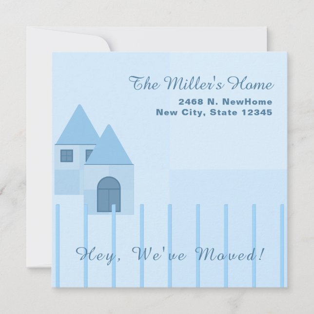 Faire-part Fête customisée Bleue Faillite Maison (Devant)