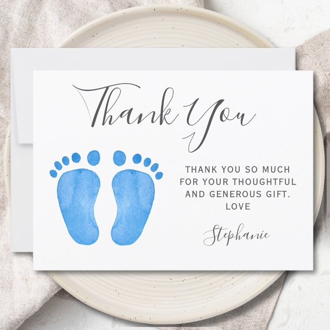 Faire-part Fête de Bébé Pieds de Bébé Bleus  (Créateur téléchargé)