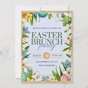 Faire-part Fête de brunch de Pâques aquarelle Floral