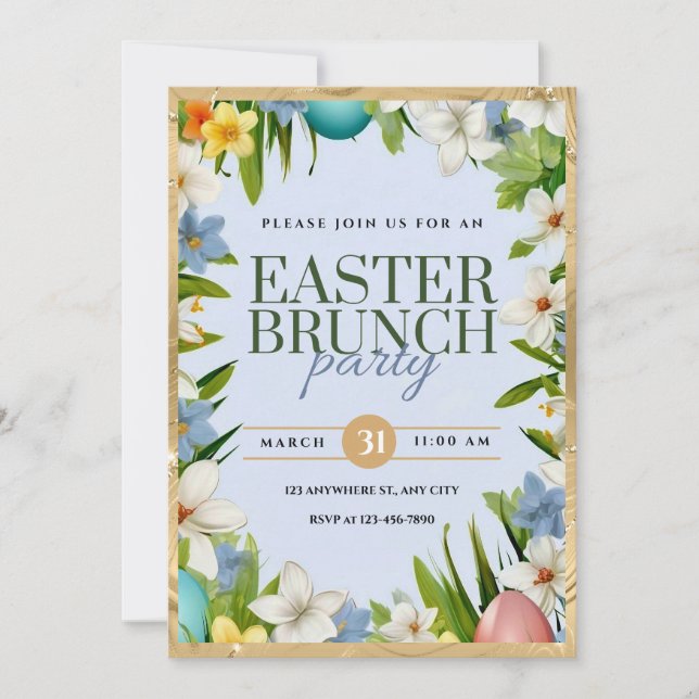 Faire-part Fête de brunch de Pâques aquarelle Floral (Devant)