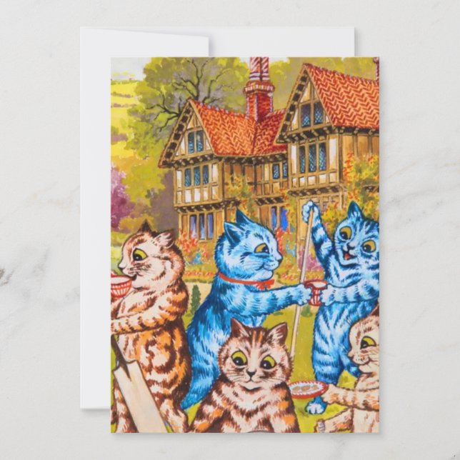 Faire-part Fête de chats dans le jardin (Devant)