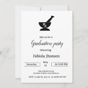 Faire-part Fête de diplôme universitaire minimaliste en pharm