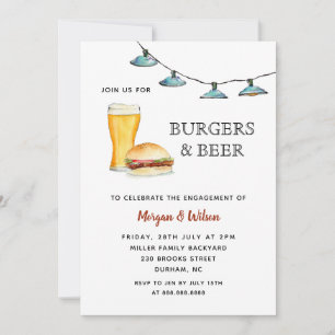 Faire-part Fête de fiançailles Burger & Beer