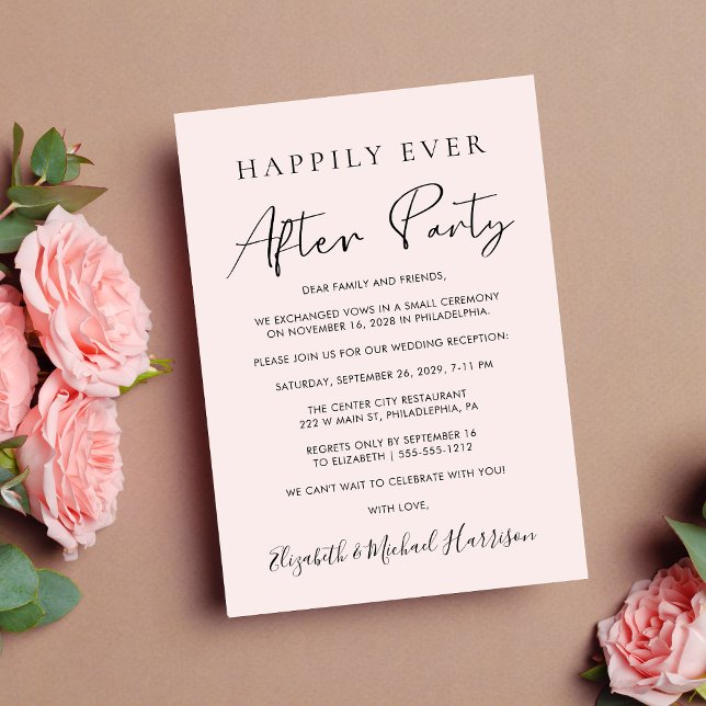Faire-part Fête de Photo Rose Bonheur Éternel Réception (From private vows to a grand happily ever after party - celebrate with family and friends)