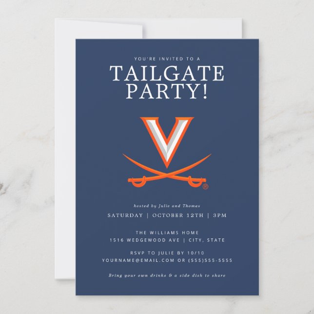 Faire-part Fête de pré-match des Virginia Cavaliers (Devant)