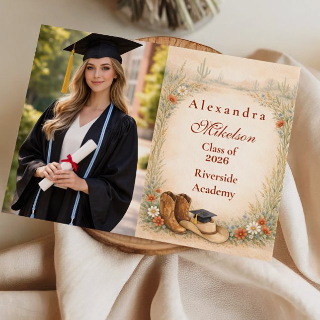 Faire-part Fête de remise de diplôme de cowgirl Boho en photo (Créateur téléchargé)