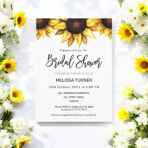 Faire-part Fête des mariées de tournesol Blanc Jaune Floral I