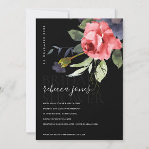 FAIRE-PART FÊTE DES MARIÉES FLORALE DE BUNCH ROSE ROUGE KRAFT