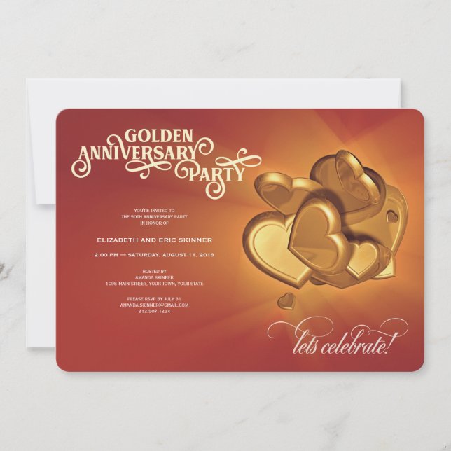 Faire-part Fête du 50e anniversaire de mariage (Version 1) (Devant)
