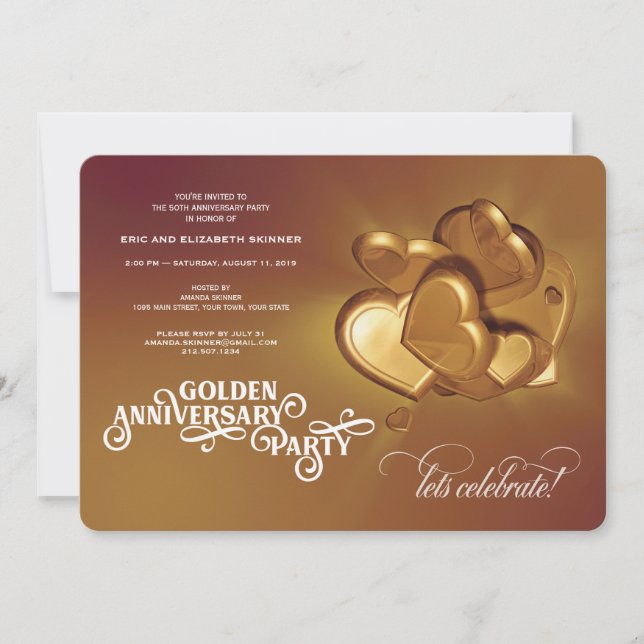 Faire-part Fête du 50e anniversaire d'or (Version 2) (Devant)