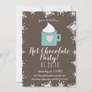 Faire-part Feu de camp Chocolat chaud et Flammes de neige fêt