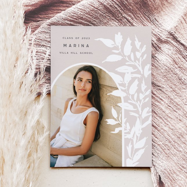 Faire-part Feuilles délicats | Diplôme photo (Créateur téléchargé)