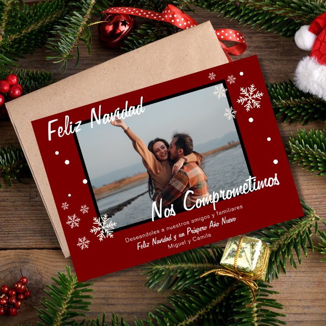 Faire-part Fiança de Noël d'hiver espagnol rouge  (Créateur téléchargé)