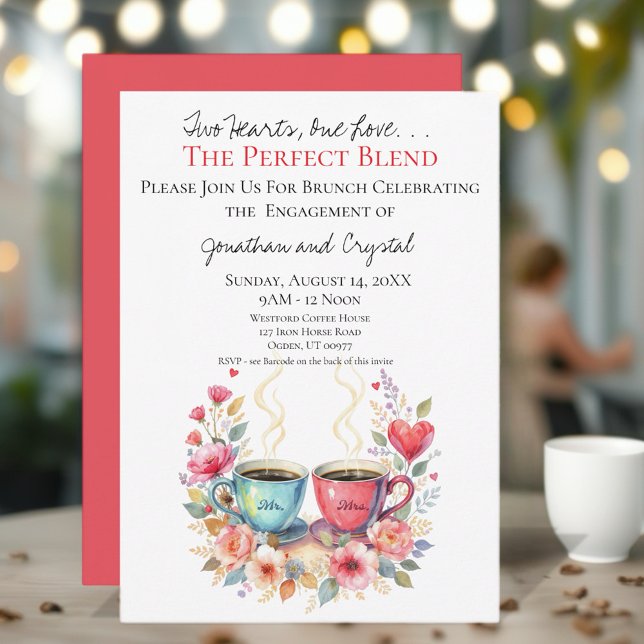 Faire-part Fiançailles aquarelle (Instant download available!)