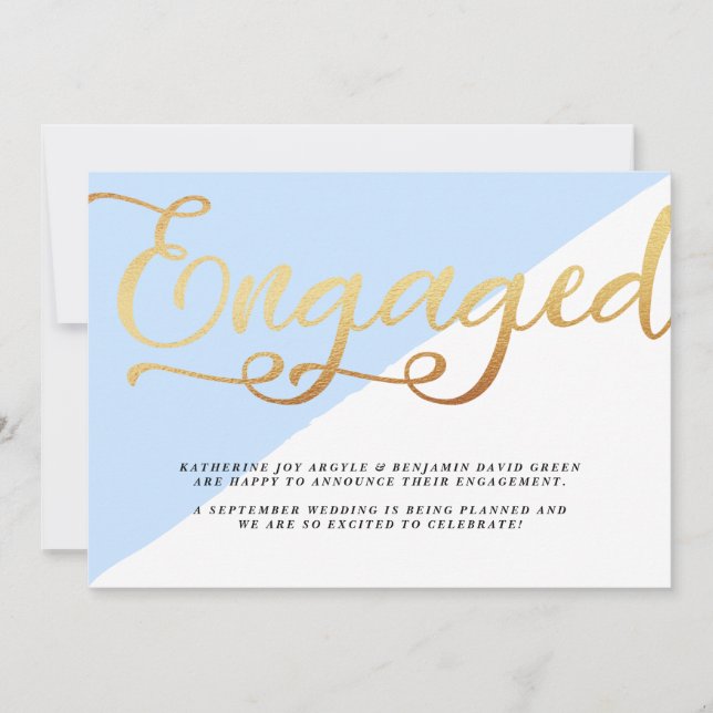 Faire-part Fiançailles de script Gold Foil moderne (Devant)