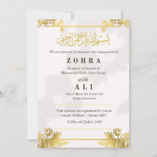 Faire-part Fiançailles islamique renforcé par l'or