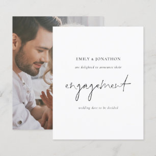 Faire-part Fiançailles photo de script simple Budg