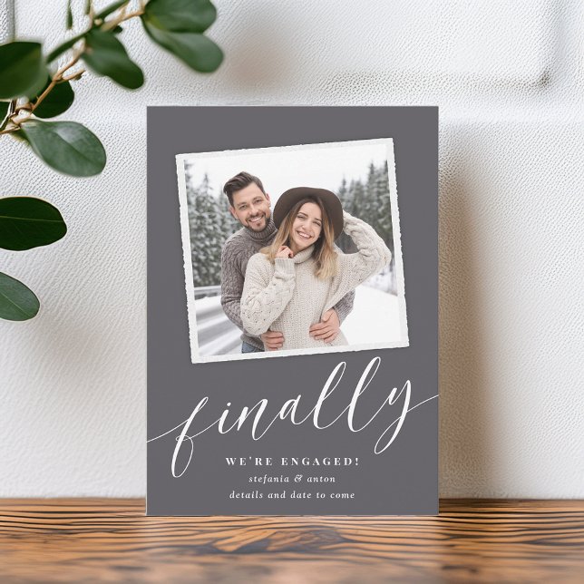 Faire-part Fiançailles photo instantané chic (Créateur téléchargé)