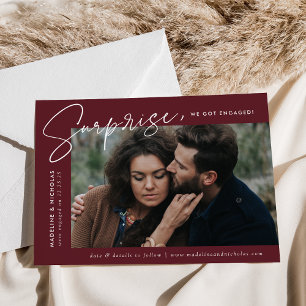 Faire-part Fiançailles photo Merlot Surprise moderne