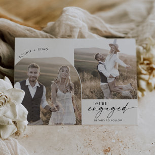 Faire-part Fiançailles photo moderne Boho Arch 3