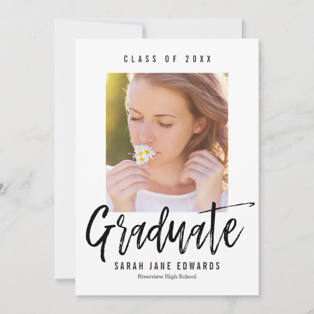 Faire-part Fièrement brossée Annonce photo de remise de diplô (Devant)