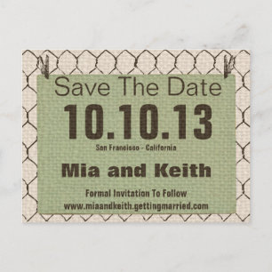 Faire-part Fil de poulet, Burlap, carte postale Vintage