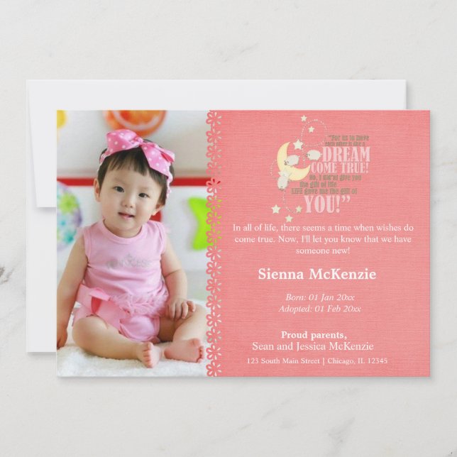 Faire-part fille adoption (Devant)