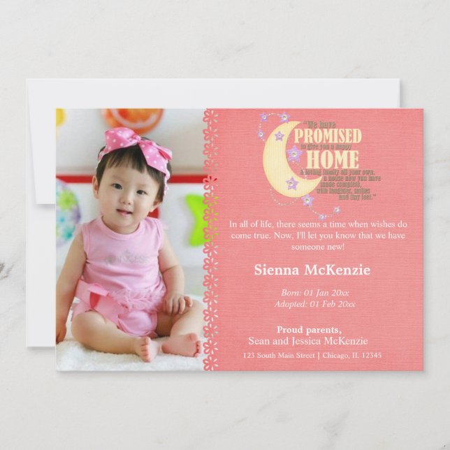 Faire-part fille adoption (Devant)