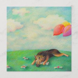 Faire-part Fille d'anniversaire de berger allemande dessin ar