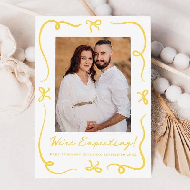 Faire-part Fils Jaunes à main fantaisie 2 Grossesse photo (Créateur téléchargé)