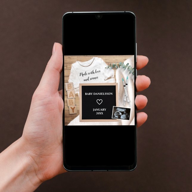 Faire-part FIV Fabriqué Avec Amour Et Science Sonogramme Prég (ivf photo pregnancy announcement digital pregnancy reveal made with love and science sonogram )