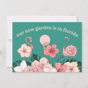 Faire-part Flamants roses en Garden Déménagé en Floride Nouve