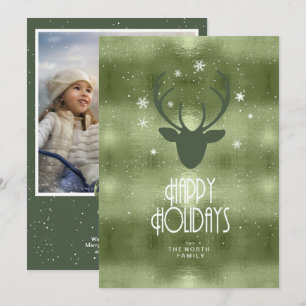 Faire-part Flèches de cerfs Antlers Photo de Noël Green ID861